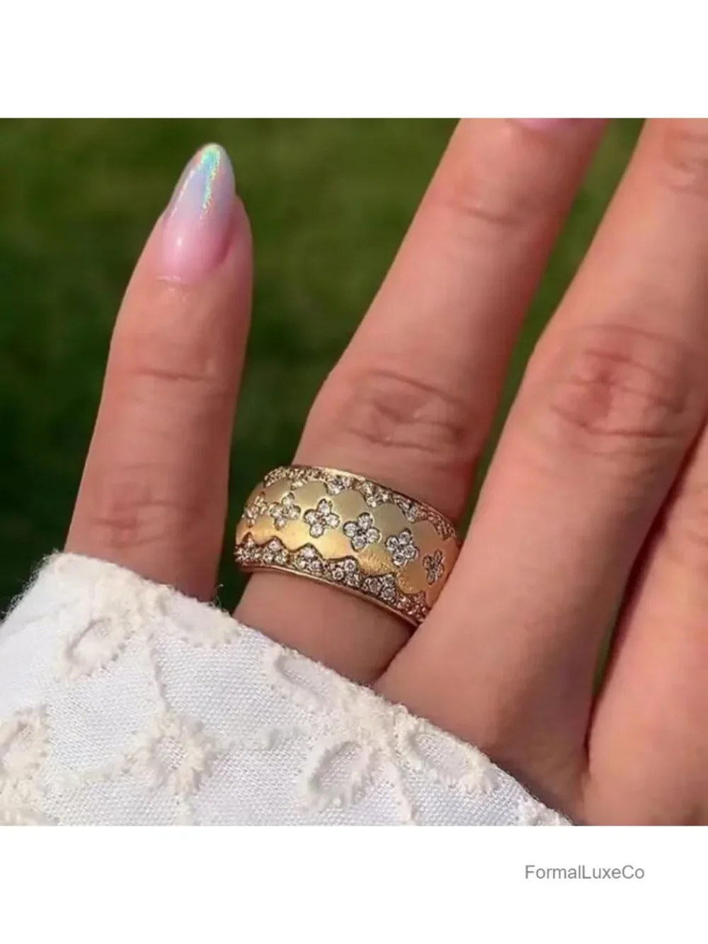 18K Gold Eternity Ring - AAA CZ Diamond Look Statement Jewelry Size 8